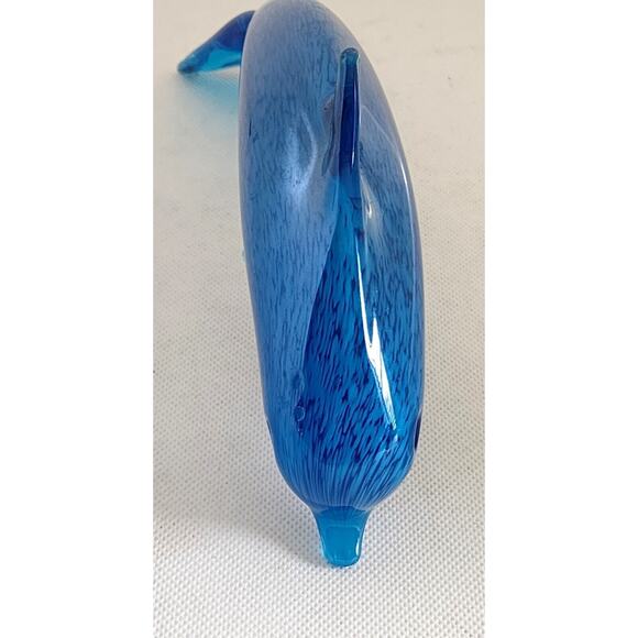 BLUE GLASS JUMPING DOLPHIN-Turquoise Blues-Table Decor-Ocean-Beach Decor - Picture 9 of 11